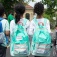 Children wearing backpacks collected during the Jonathan Daniels Memorial School Drive. 