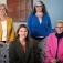 Four women sitting down are: UB's new genetic counseling program was developed by (left to right) Carolyn Farrell, PhD; Lindsey M. Alico, director of the program, Jennifer A. Surtees, PhD; and Norma J. Nowak, PhD. 