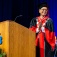 Zoom image: President Satish K. Tripathi offers remarks at the College of Arts and Sciences' afternoon commencement ceremony in Alumni Arena in 2023. Photo: Douglas Levere 