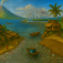 Zoom image: An illustration of a village on the water.