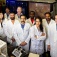 Zoom image: Mark Swihart, far right, focuses on developing aerosol-based manufacturing techniques for high-performing materials. Credit: Meredith Forrest Kulwicki, University at Buffalo. 