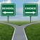 Concept of school choice featurinf a road diverging in different directions. 