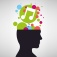 Concept of an "earworm," a short repetitive section of music that occurs spontaneously and is sustained without effort featuring a musical note rising out of a human head silhouette. 