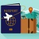 International travel concept featuring a passport, suitcase, world map and a small airplane. 