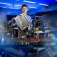 Chi Zhou holds a a mold that forms the panels on a specialized 3D printer. 