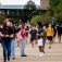 Students walk along the Promenade on the Spine of North Campus on the first day of classes for the fall semester in August 2025. 