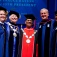 President Tripathi (center) on his inauguration day in September 2011. 