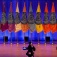UB unit flags displayed across the stage in Slee Hall. 