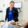 Students in the School of Nursing participate in a simulation around childbirth, from labor to post-birth care, in Wende Hall. 