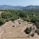 An aerial view of the area of the medieval cathedral with the cemetery under investigation in Rusellae. 